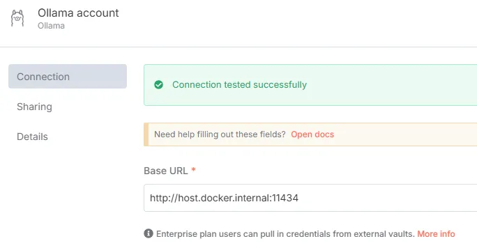 n8n ollama embeddings nodo config